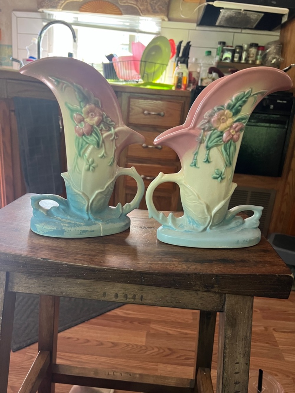Vintage Hull Pottery-Pink and Blue Floral Ceramic Vase - Decorative Home Art - Picture 16 of 17